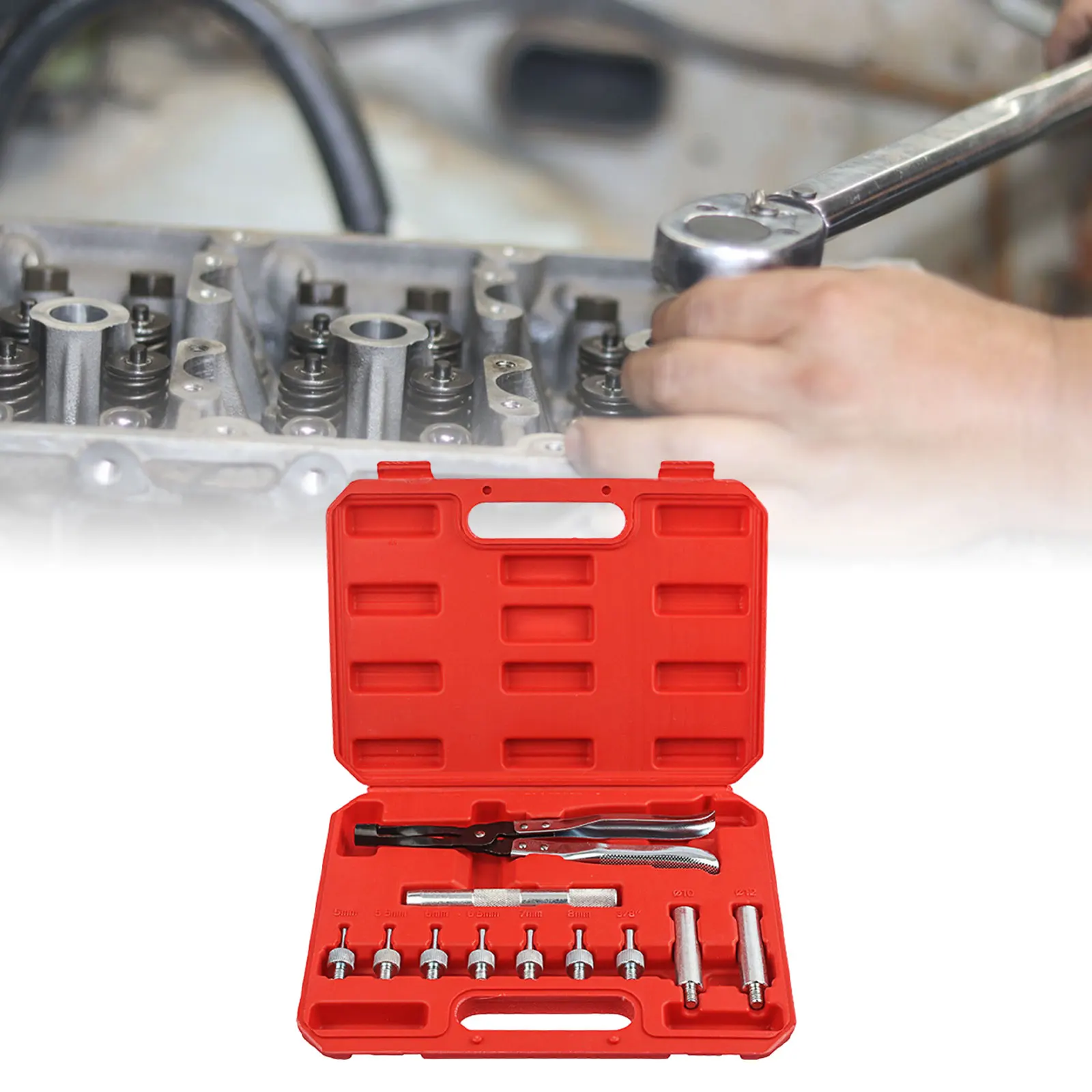 Valves Stem Seal Remover Installer Removal Tool 7.4mm Clamping Range Silver Valves Disassembly Tool Automotive Engine Repair Set