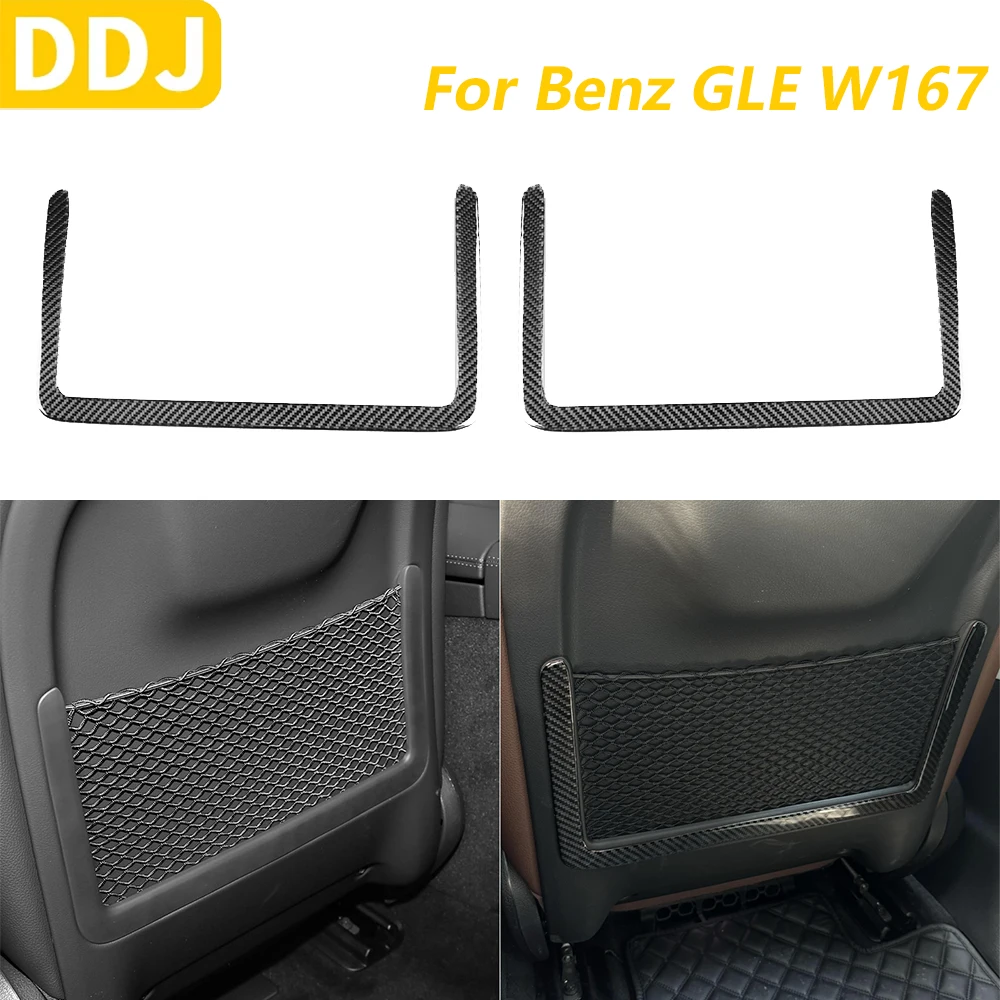 

Для Mercedes-Benz W167 GLE 300 350 400 450 2019-2024 автомобильные аксессуары из настоящего углеродного волокна, сетчатая рамка для хранения на заднем сиденье, наклейка