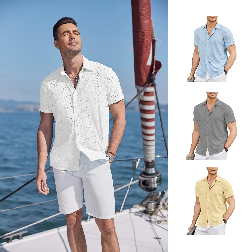 

Men's Beach Shirt Short Sleeve Casual Vacation Shirt Summer Top