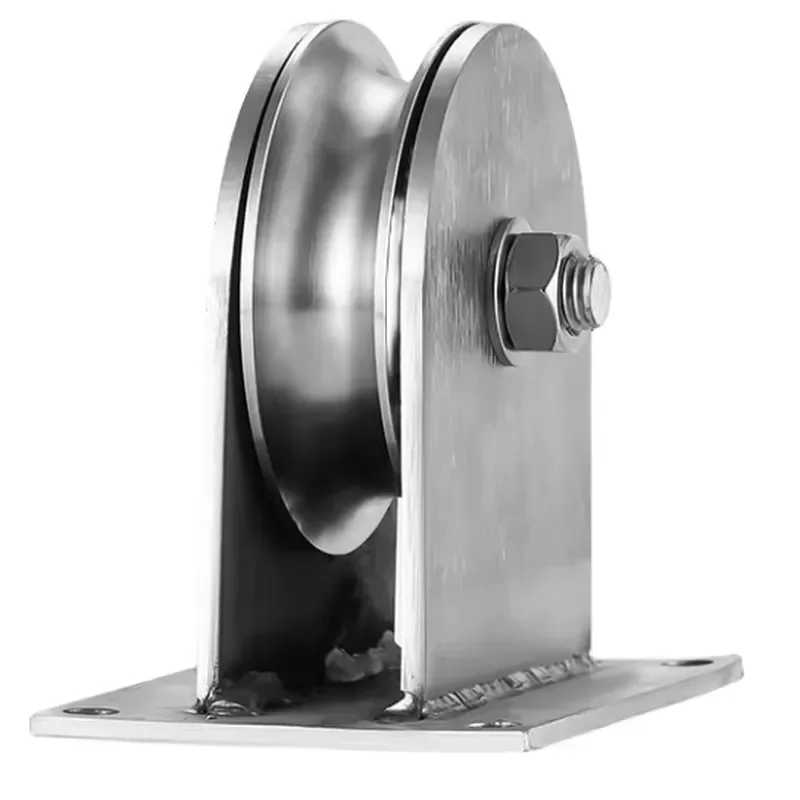 304 Stainless Steel Fixed Pulley Bearing Heavy Duty Lifting Ground Wheel Overhead Crane Roller for Industrial Hoist System