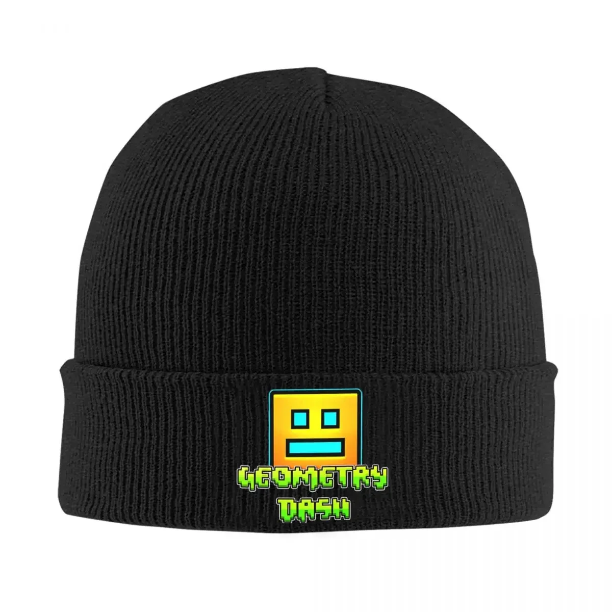 Geometry Video Game Dash Knitted Hat Women's Men's Beanies Autumn Winter Hat Geometric Dash Crochet Caps