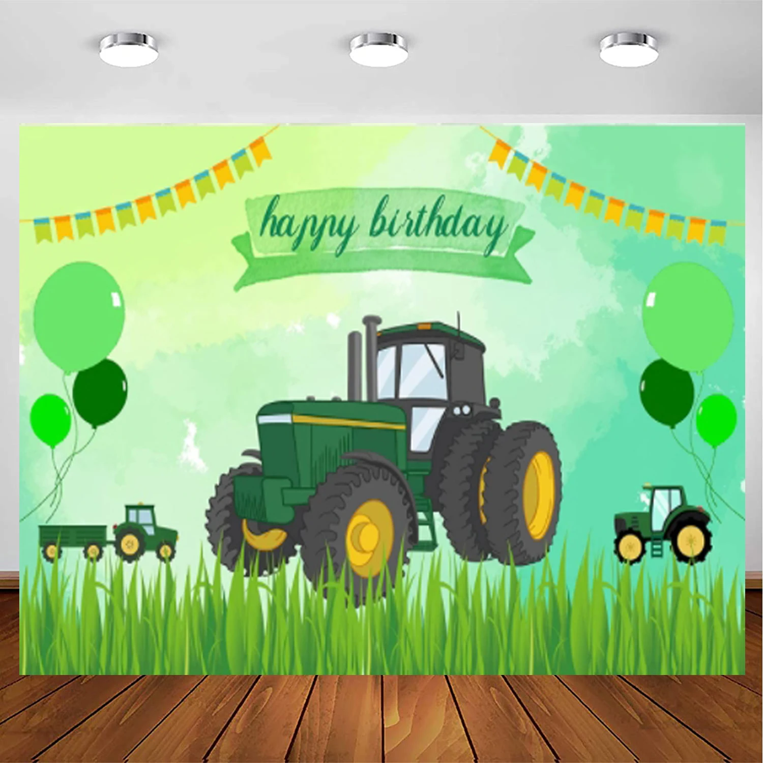 

Cartoon Farm Photography Backdrop Green Tractor Farmyard Theme Party Baby Shower Boys Birthday Decoration Banner Background