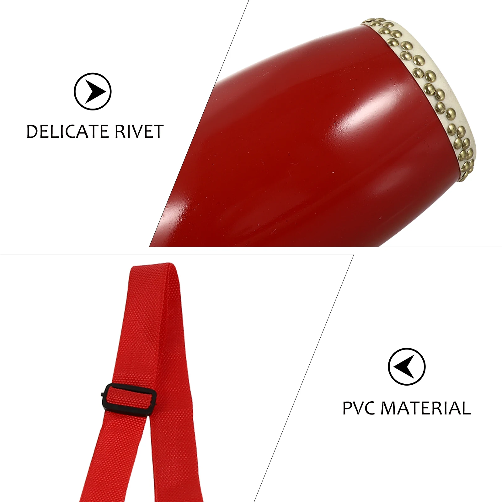 

Traditional Percussion Percussion Instrument Hand Drum Cowhide Waist Drum Red Portable Elderly Toy Chinese Culture