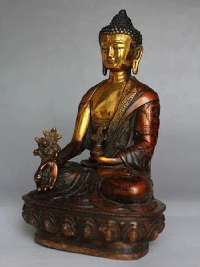 Tibetan Brass Buddhism Bodhisattva Sakyamuni Buddha Statue