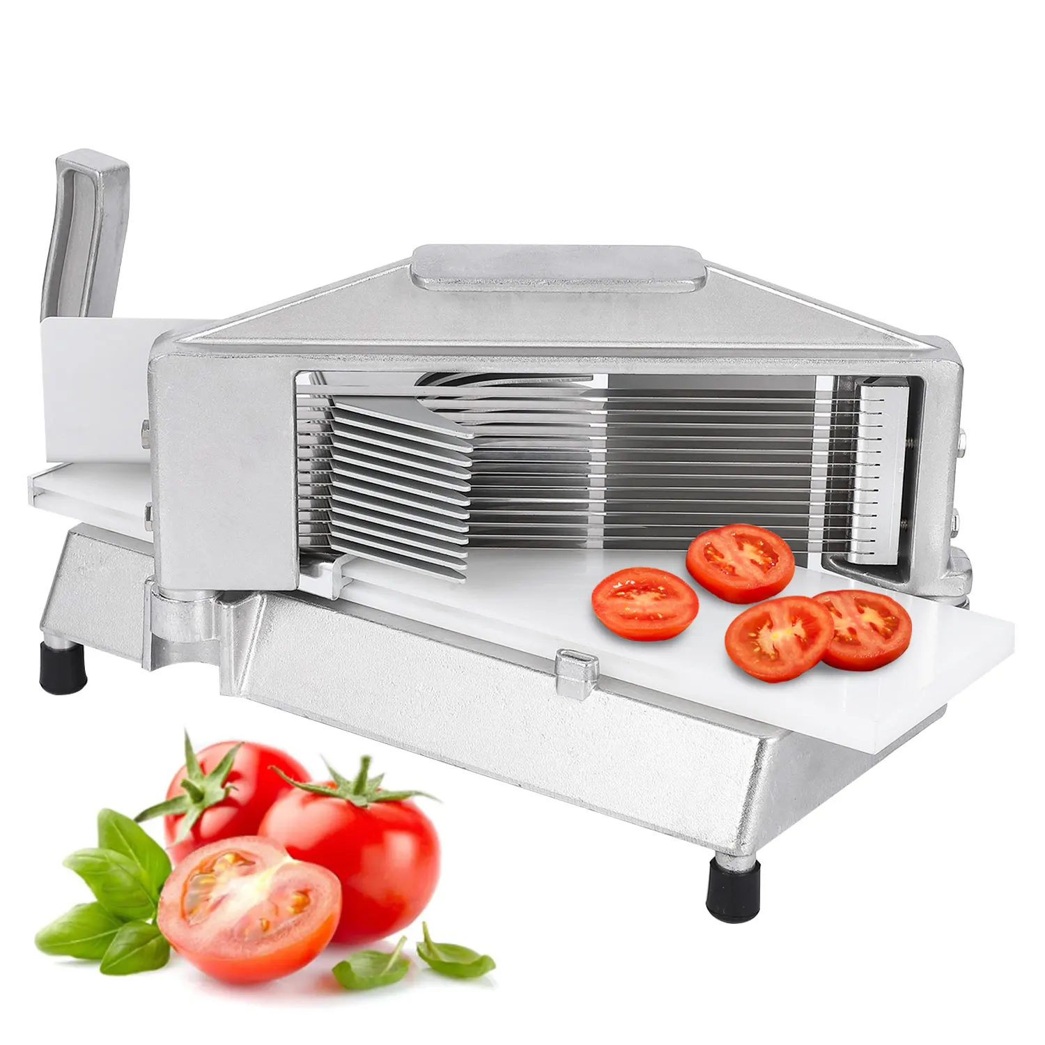 

Commercial Tomato Slicer, 3/16" Heavy Duty Tomato Slicer Tomato Cutter With Built-In Cutting Board for Home or Restaurant Use