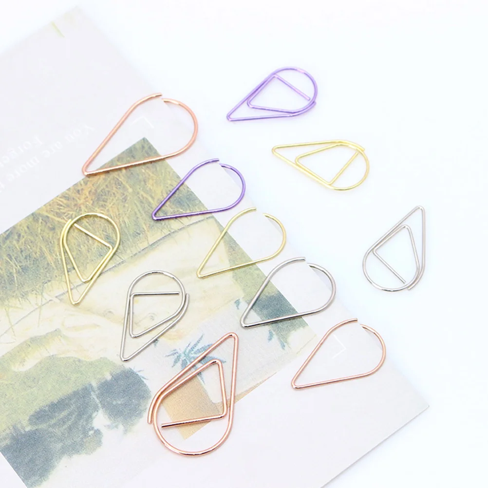 100 Pcs Note Clip Memo Clip Paper Folder Document Clip Office Clamp Wedding Décor Paper Clip Paper Clip Drop Shape Binder Clip