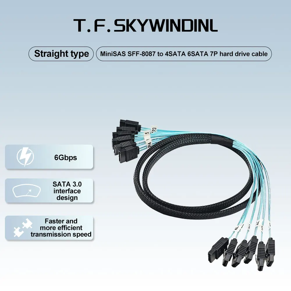 

50 см 100 см SFF-8087-4/6-портовый 7-контактный кабель SATA 6 Гбит/с Minisas SFF-8087 к SATA7 Компьютерная коробка Кабель жесткого диска