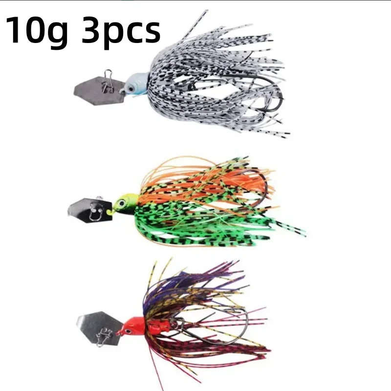 Fishing Lures 3pcs 7cm 10g Blade Metal Bait With Rubber Skirt Artificial Wobbler Buzzbait Jigging Lure Spinner Bait