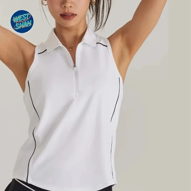 WESTSHAN Top Quality EU US Size Spring Summer New Style Sleeveless Yoga Fitness Top Women Slim Fit Golf Fitness Tennis Wear