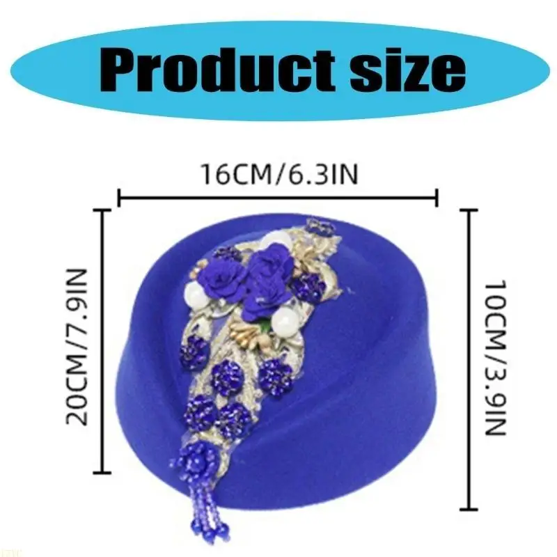 

15YC Rhinestones Flower Stewardess Hat Church Caps 1920s Cocktail Party Costume Props