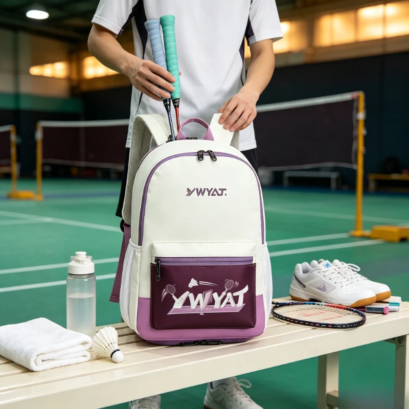 Small Size Youth Badminton Backpack, New Sports Tennis Racket Bag, Breathable Comfort Sturdy Durable Storage Backpack for Gym