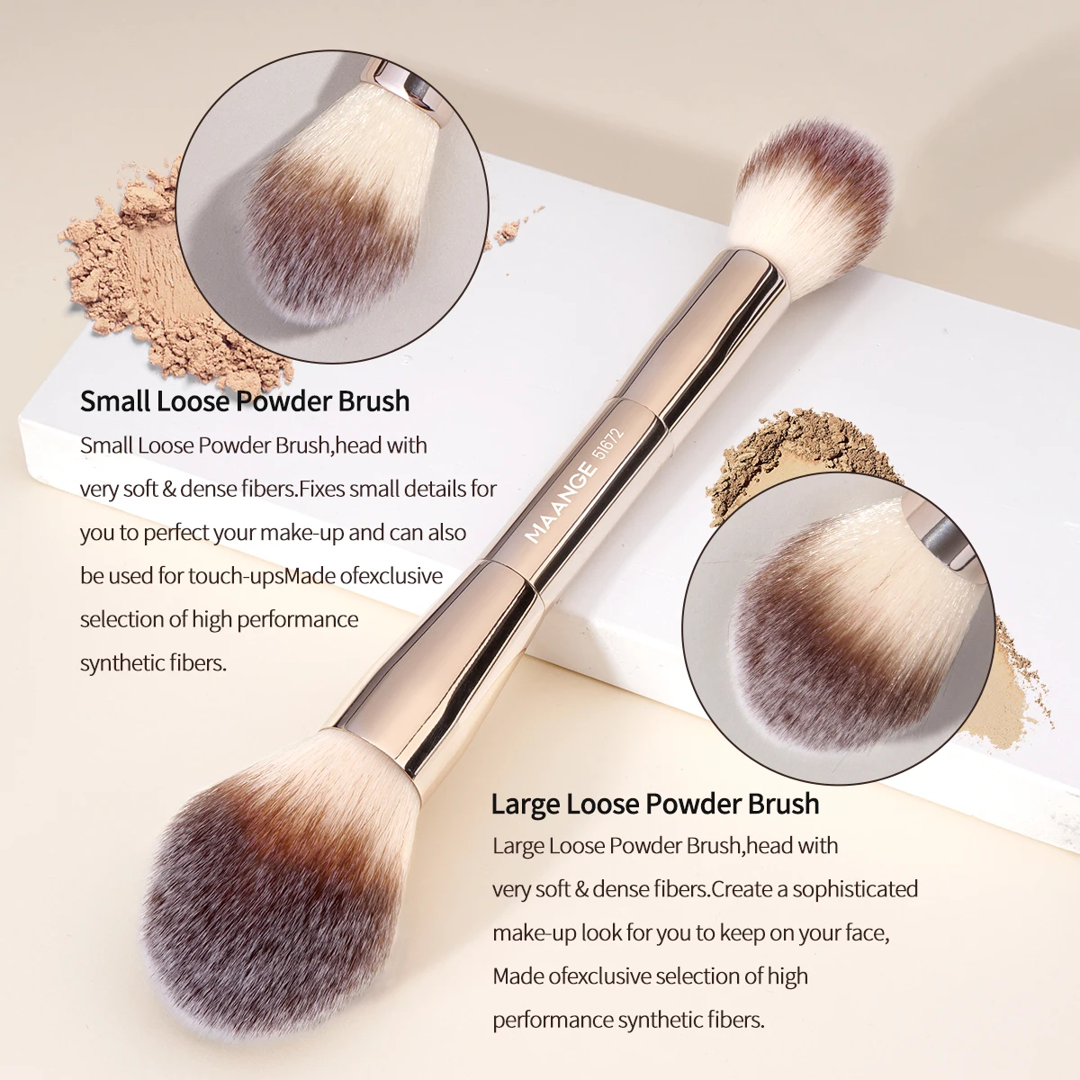 MAANGE 4pcs/set Flawless Makeup Brush Soft Dense Bristles Kabuki Foundation Brush for Contour Powder Blusher with Portable Bag