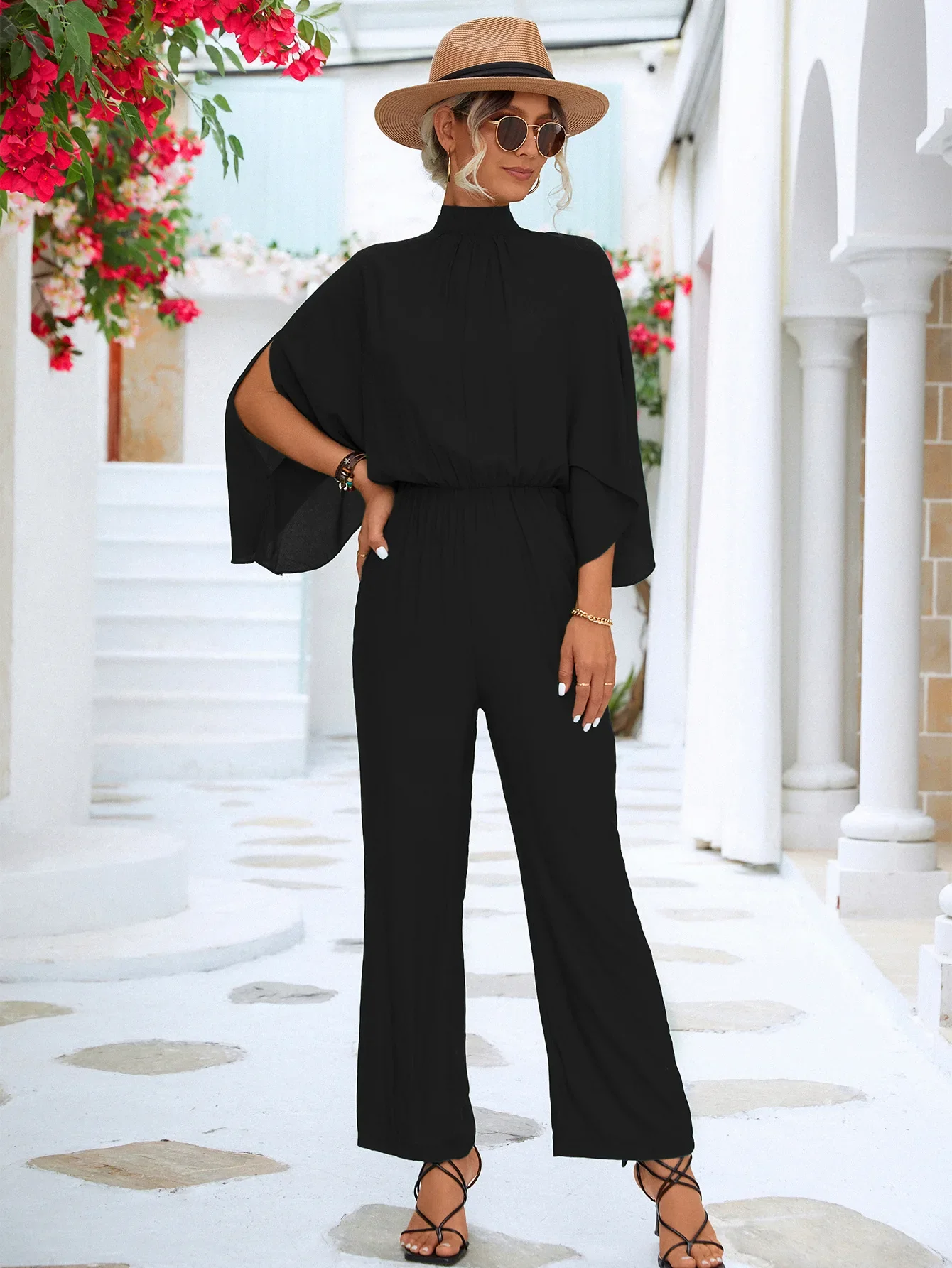 Damjumpsuit med vida ben, sommar - alternate angle