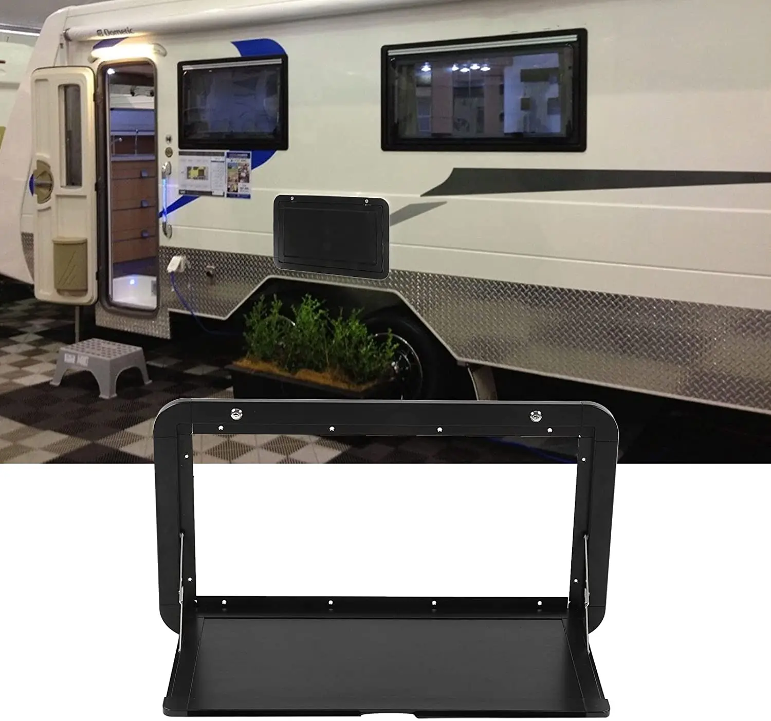 Camper External Wall Mount Dinning Table with 25KG 55Lbs Max Load RV Folding Table Motorhome Folding Lockable Table