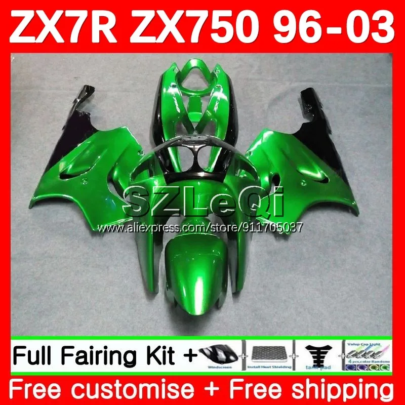 Body Kit For KAWASAKI NINJA ZX750 ZX 7R 7 R 750 ZX7R 96 97 98 99 103No.12 ZX-750 ZX-7R 2000 2001 2002 2003 Pearl green Fairing