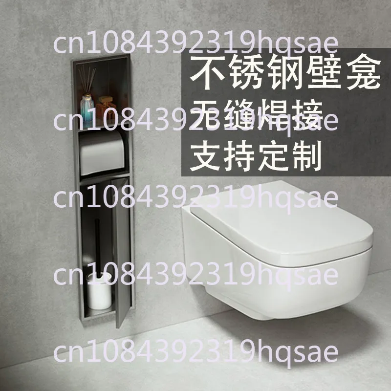 Stainless Steel Niche Concealed Embedded Toilet Brush Toilet Hotel Shelf Toilet Roll Stand view 3