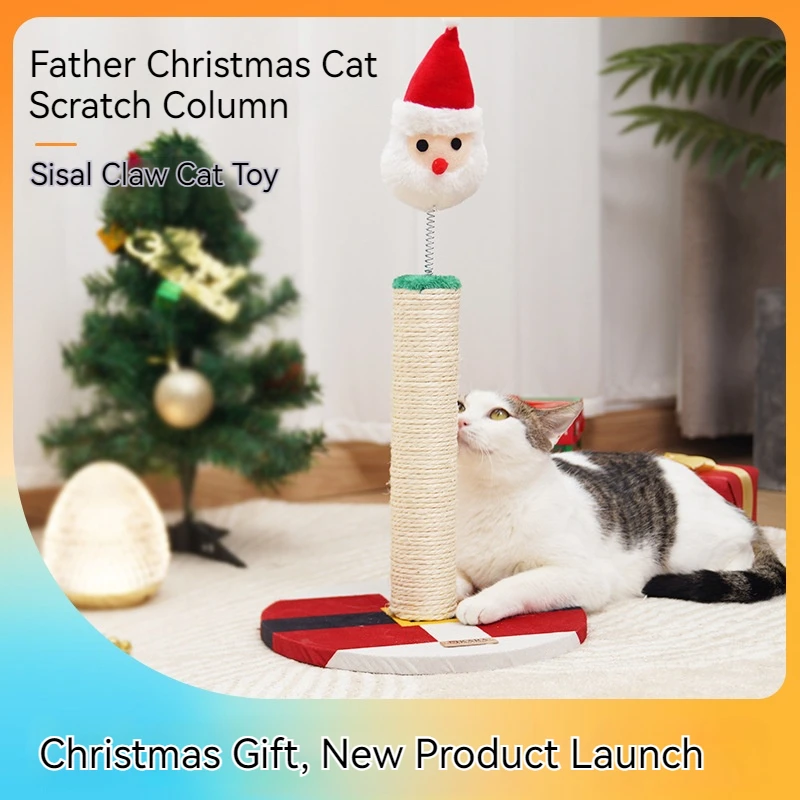 

Wooden Cat Scratcher Activity Tree Sisal Rope Scratching Post Tower Father Christmas Present Cats Pet Toys Products Accessories