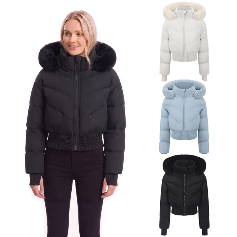Women's Winter Down Jacket Coats And Parkas Thick Warm Lamb Fur Collar Hood Woman Cotton Padded Puffer Jacket Outwear HXY7191