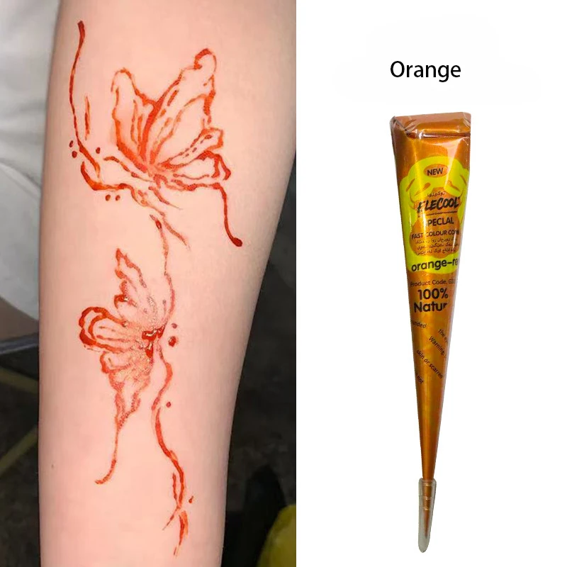 Indian Henna Cones Waterproof Tattoo Body Paint Body Art Paint Dark Color Henna Tattoo Paste Hand-Drawn Tattoo Henna