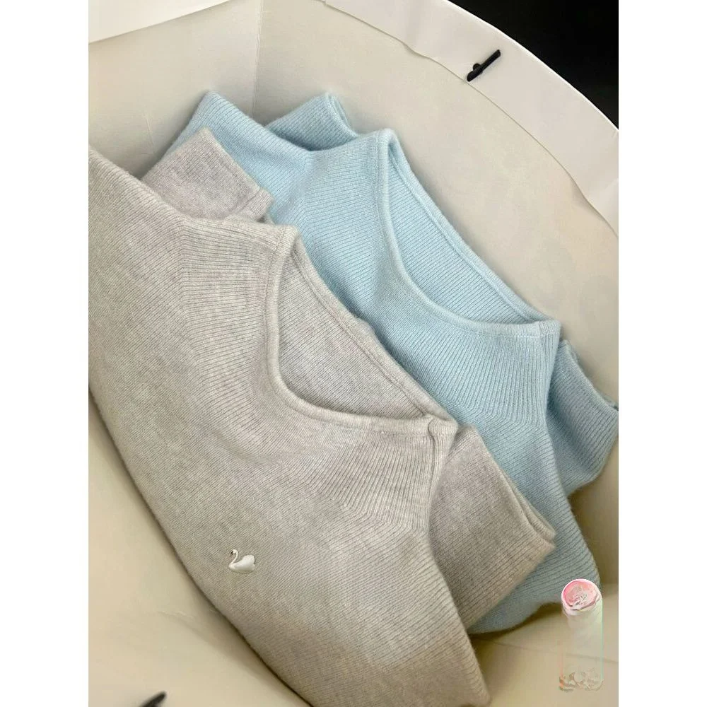 Stylish Winter Knitted Pure Color Sweater Women's Half High Collar Unique Design Casual Commute Style Polyester Blend