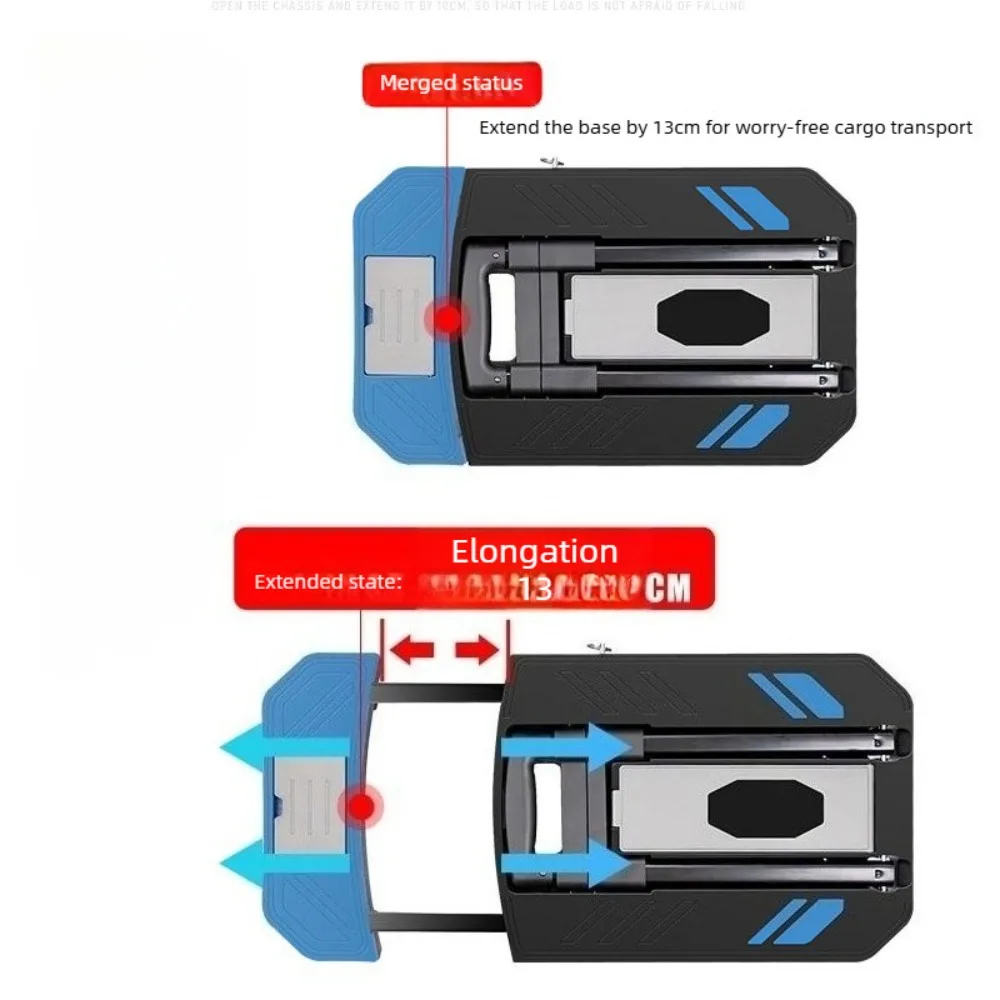 شاحنة يدوية قابلة للطي مع 6 عجلات، سعة 330 رطل، دوللي متحرك محمول، عربة أمتعة قابلة للتمديد مع 360 درجة °   عجلات الدوارة