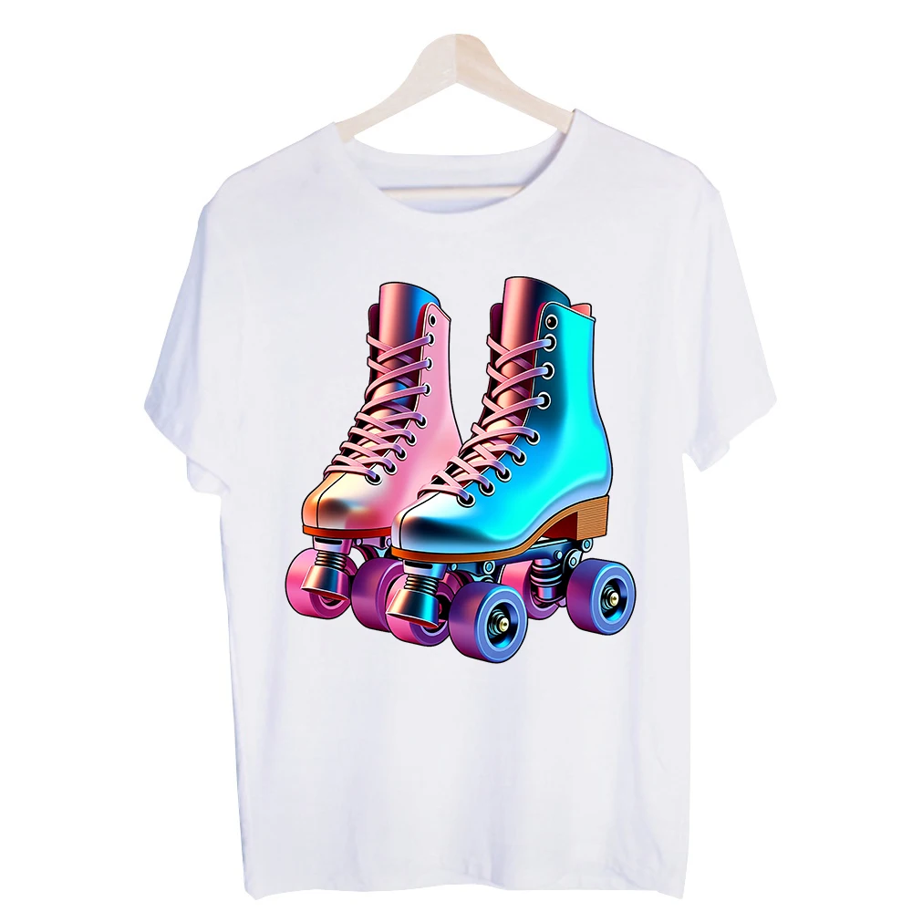 Men's Roller Skate Graphic Tee, Short Sleeve Crew Neck T-Shirt for Retro Style and Casual Streetwear