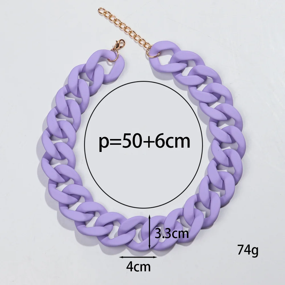 New Colorful Matte Acrylic Wide Chain Choker Necklaces for Women Statement Bohemian Resin Chunky Collar Necklace Fashion Jewelry