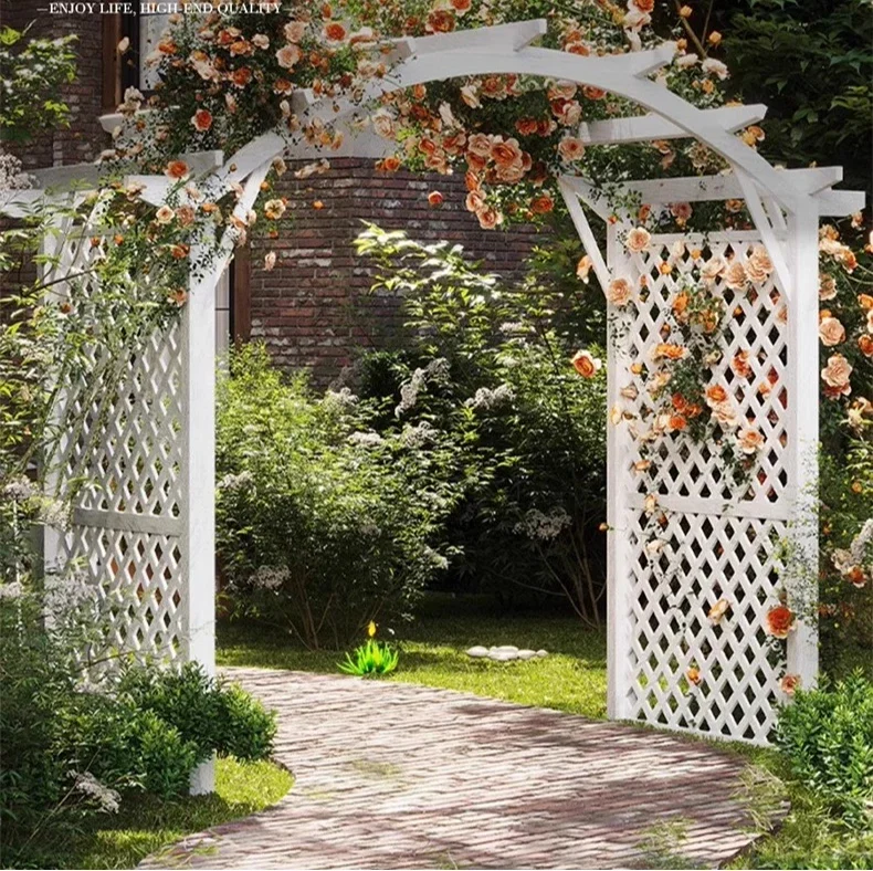 Country Solid Wood Construction Wooden Garden Arch UV Resistant Arched Design No Maintenance Required Long Lasting Finish