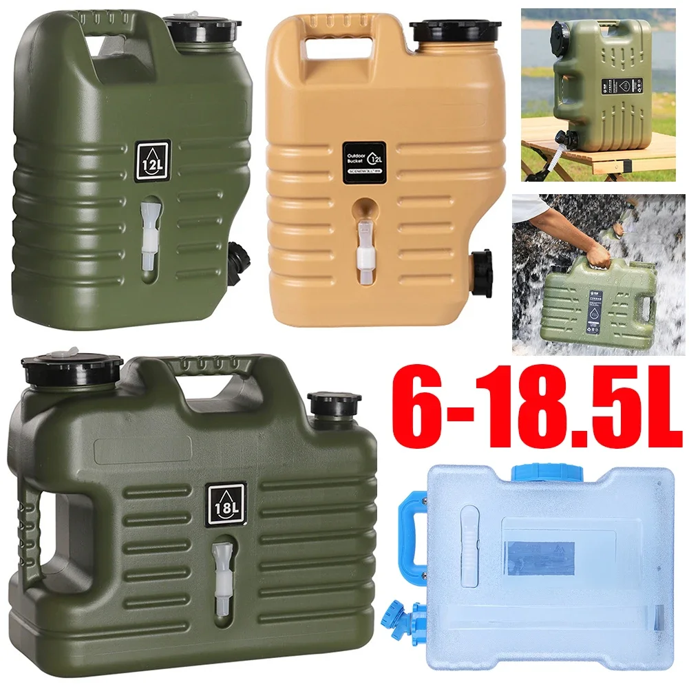 6L-18.5L Camping Water Container Bucket Food Grade with Faucet  Large Capacity Driving Water Can Tank for Outdoor Camping Hiking