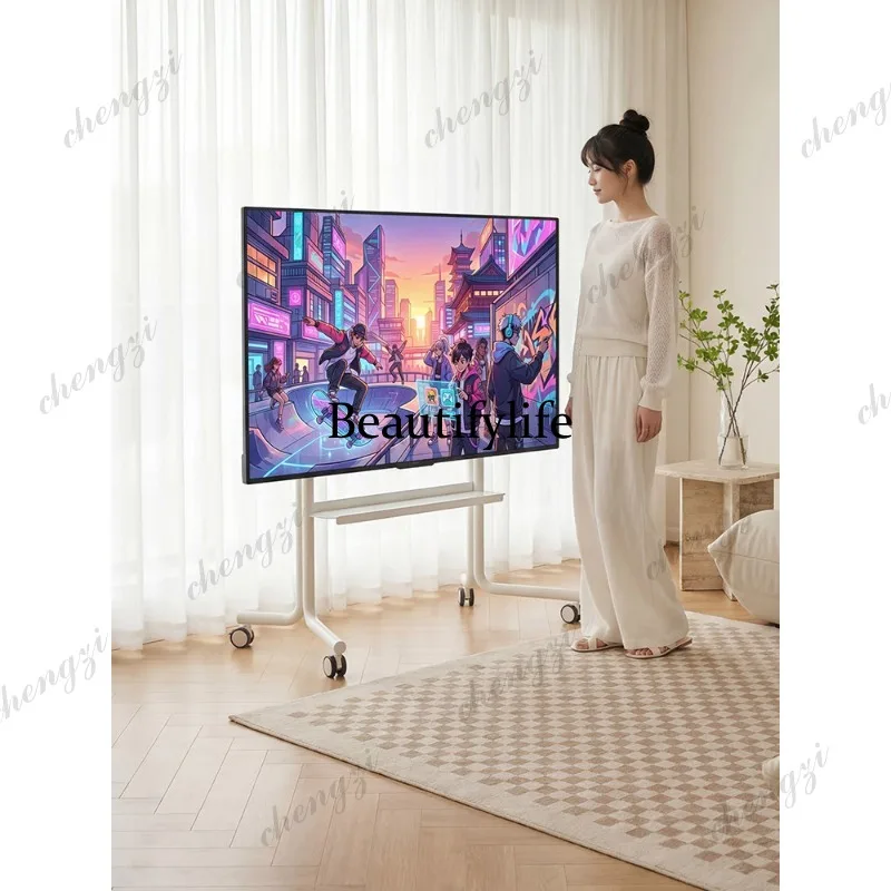 TV mobile bracket can lift and lower cold-rolled steel 360-degree pulley cart, living room, bedroom 33-77 inch TV rack