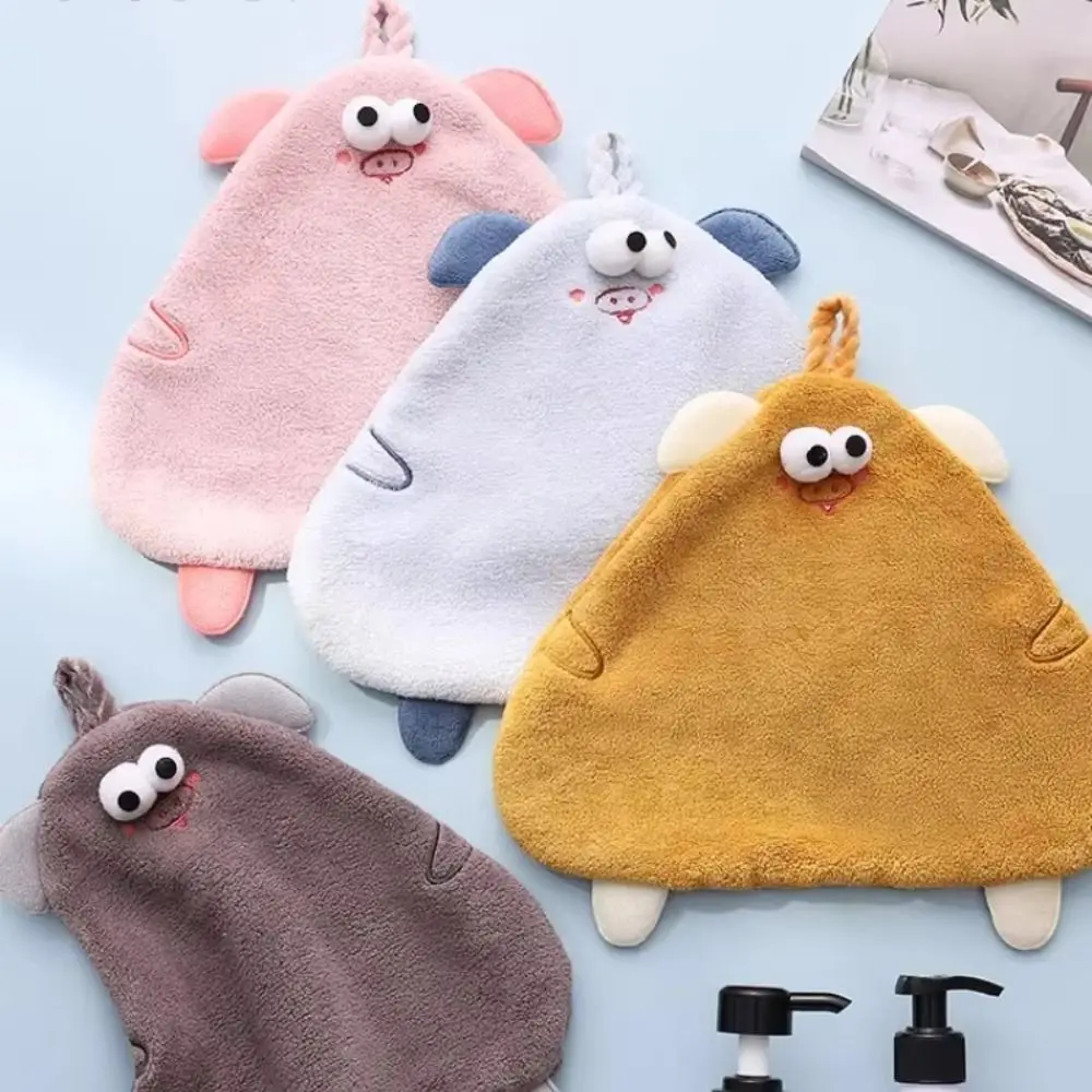 2 قطعة مناشف الاستحمام ستوكات الكرتون خنزير منشفة اليد معلقة لطيف الكورية خنزير قماش الأطباق سميكة لينة الحيوان منشفة استحمام الأطفال #1