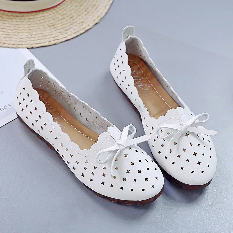 Comemore 2023 Spring Summer New Bowtie White Sneakers Mesh Tennis Female Women Loafers Casual Ballet Nurse Flats Shoes Woman 40