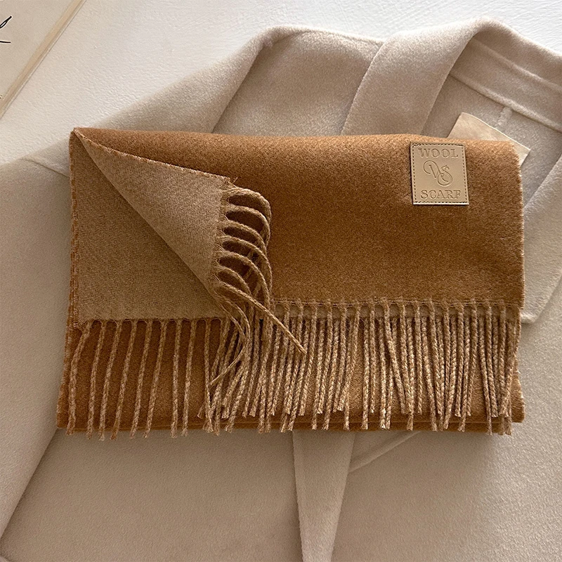 الشتاء وشاح من الصوف للنساء طويل دافئ شال كشمير التفاف الصلبة سيدة الأوشحة الحجاب الإناث الباشمينا باندانا رئيس الأوشحة سرق #4