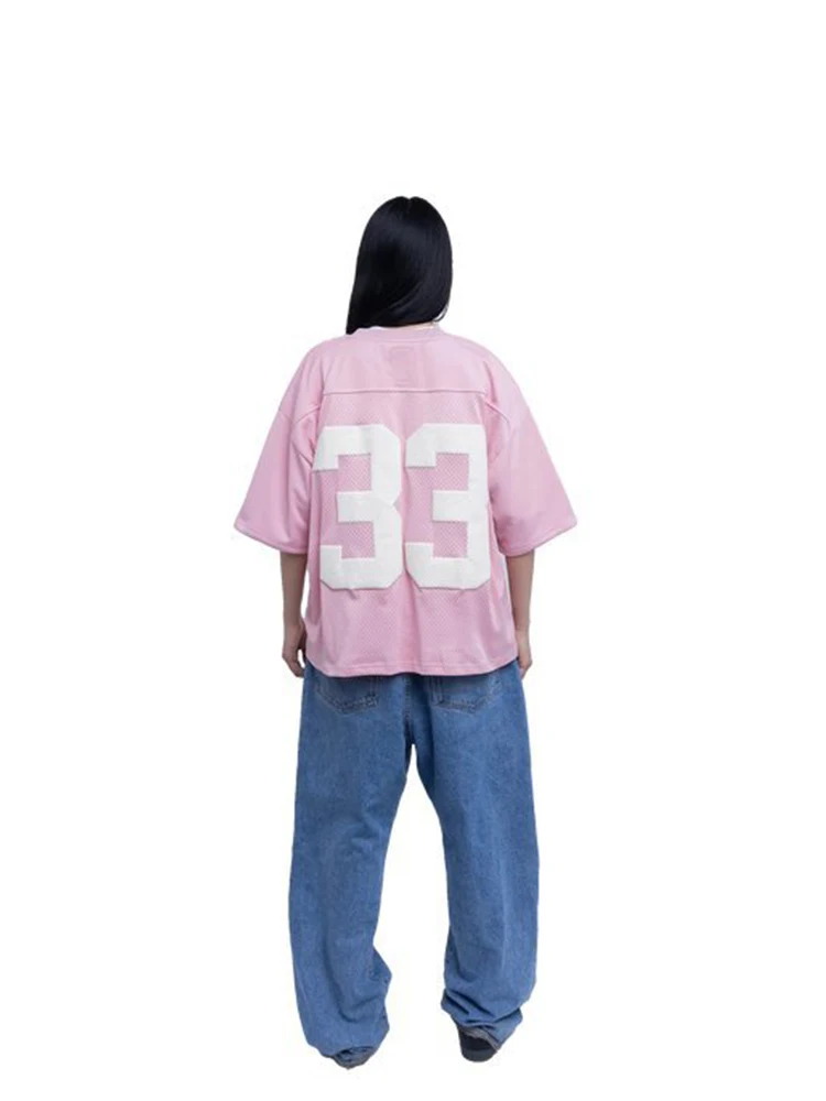 Retro Jersey Quick Dry Breathable Mesh T Shirt Men Women Street College Sports Wear Oversized Unisex Football Training Wear Y2K image 3