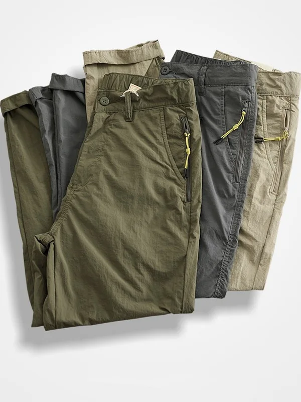 

Уличная спортивная одежда Qui Dry, повседневные брюки, мужские водонепроницаемые легкие брюки с эластичной резинкой на талии, тонкие прямые длинные брюки