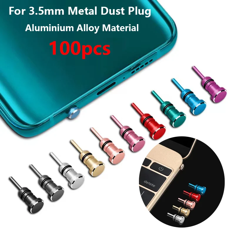 100pcs 3.5mm Universal Anti Dust Plug Metal Jack Interface Stopper Card Pin 3.5mm AUX Earphone Block Aluminium Alloy Dustproof