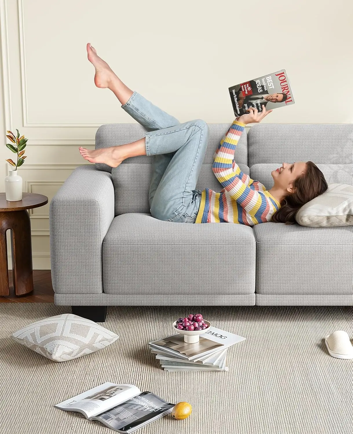 Sofá Loveseat Amada de 65', sofá de 2 plazas con asientos profundos y reposabrazos anchos, fundas lavables extraíbles, fácil montaje