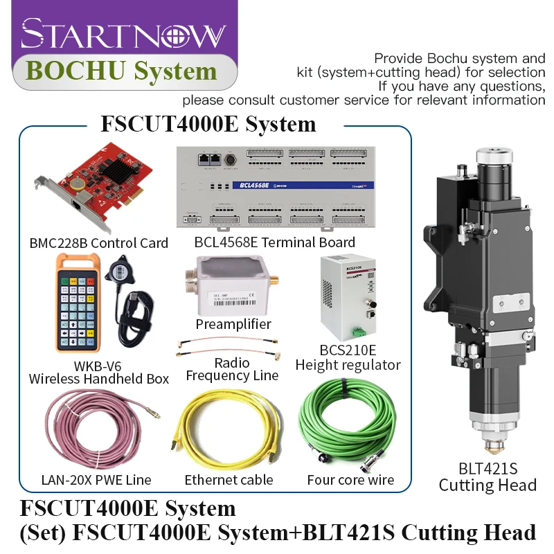 Startnow BOCI 4KW BLT310 Fiber Automatic Focusing Intelligent Monitoring Laser Cutting Head With FSCUT2000E Controller System Se