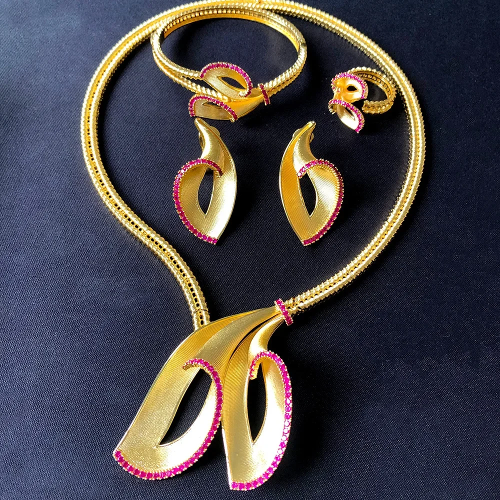 

Kellybola Luxury Bridal Wedding Jewelry Set Necklace Bangle Earrings Ring 4 PCS For Fashion Noble Women Jewelry Sets Accessories