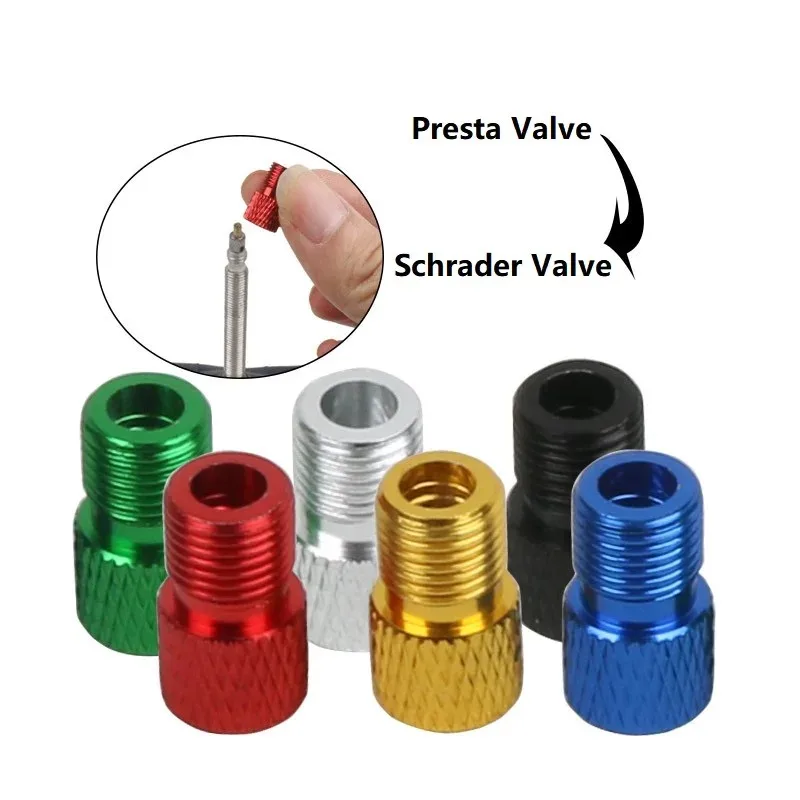 4PCS Aluminum Alloy Bike Valve Adapter Convert Presta To American valve Bicycle Pump Air Nozzle Tube Tools Bicycle Accessories