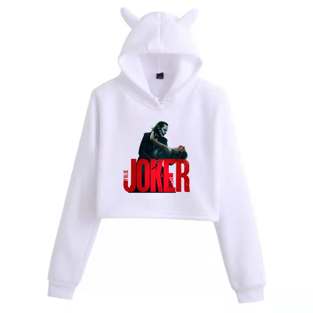 Joker: Folie A Deux Joker2 Kattenoren Crop Tops Met Lange Mouwen Meisjes Mode Hoodie