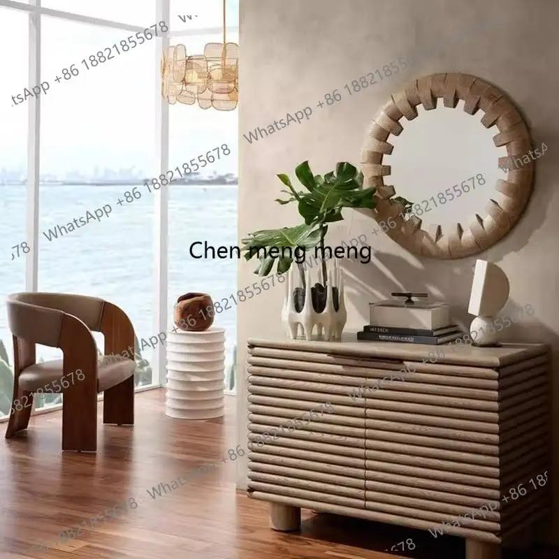 Retro Round Mirror Personalised Modern Universal Makeup Bedroom Mirror Decorative Custom Wood Specchio Trucco Accessories