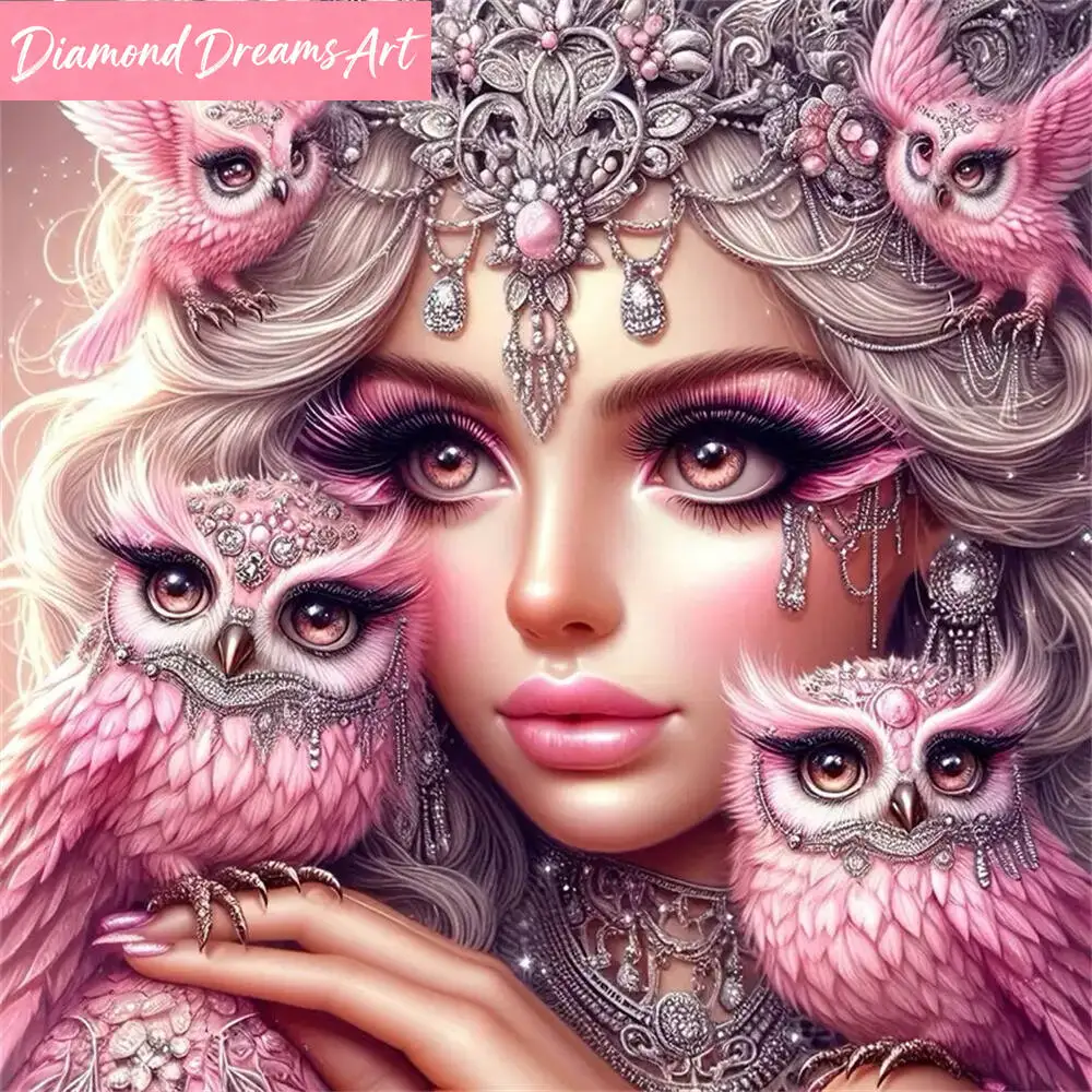 

Diamond Mosaic Woman Portrait DIY Pattern For Adults Beginners Girl Diamond Painting Owl Animal Bird Unique Gift