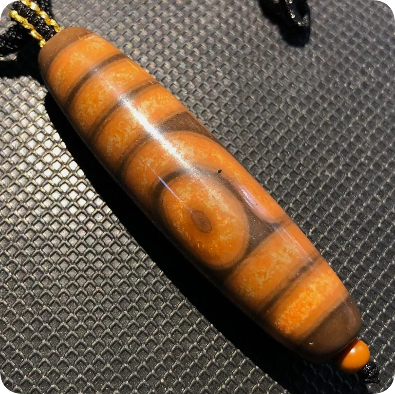 Unique Magic Power Tibetan Old Agate 2Eye Totem dZi Bead 13*52mmC2011