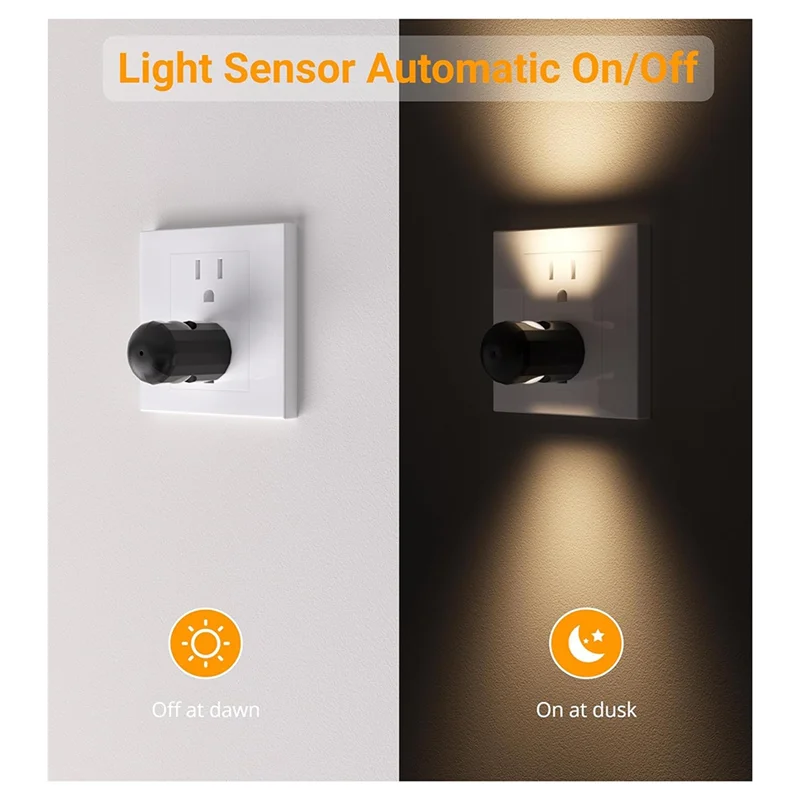 ABZC-6 팩 LED 야간 조명 플러그인 벽면 콘센트 조명 황혼에서 새벽까지 야간 조명, 주변 조명, 침실 복도용 야간 조명