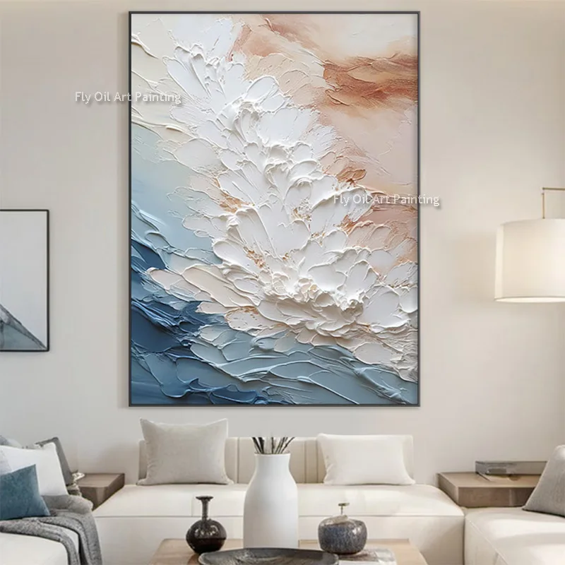 Boho Warm Color Block Abstract Oil Painting Heavy Relief Impasto Canvas Wall Art Handmade Contemporary Textured Wall Artwork