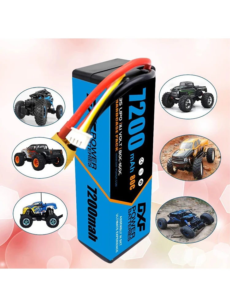 DXF 3S Lipo Batterij 11.1V 7200mAh 80C XT90 EC5 Plug Hardcase voor 1/8 Buggy Truggy Offroad Auto boot Vrachtwagen Vliegtuig UAV RACING - afbeelding 2