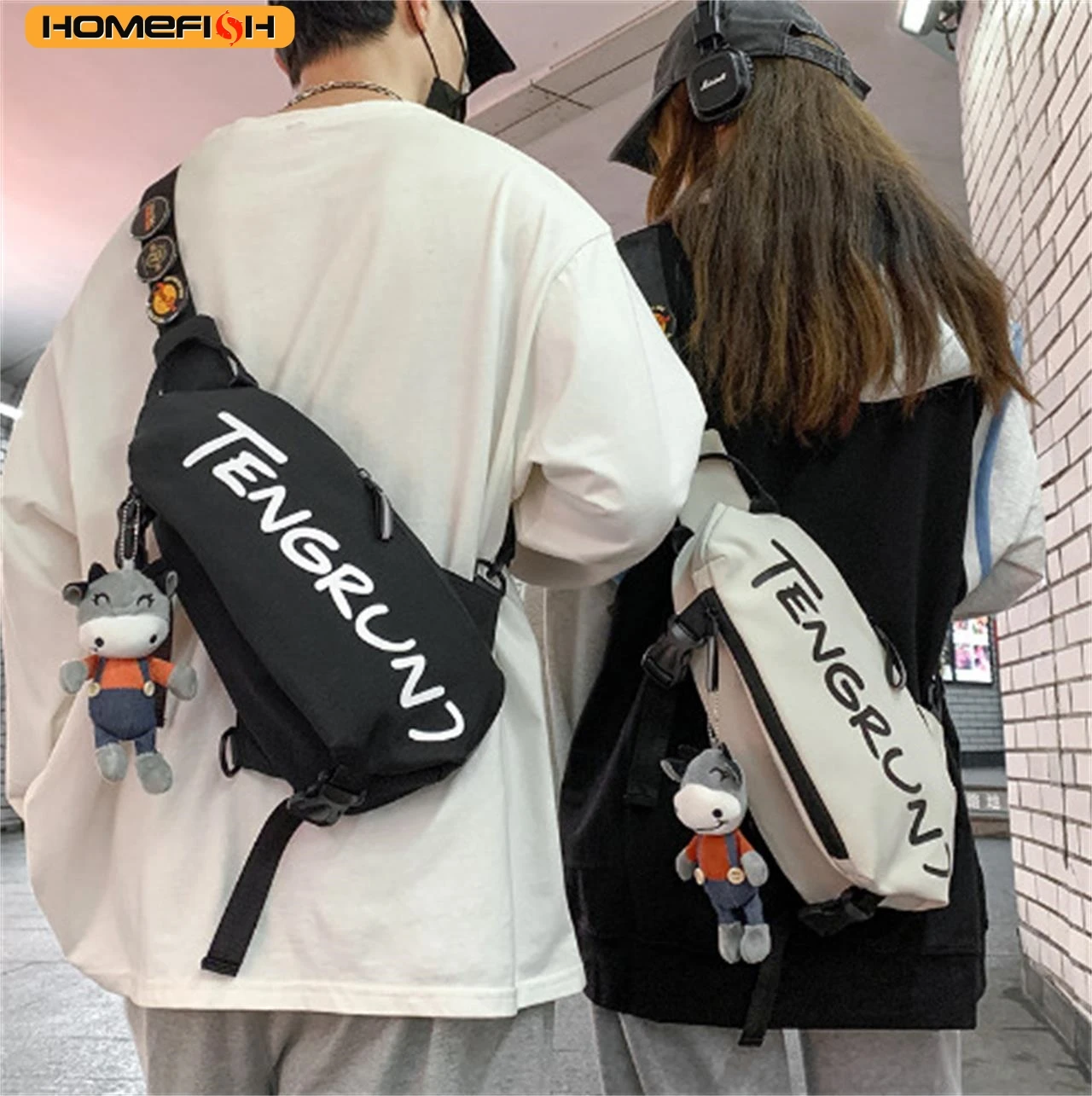 HOMEFISH Trendy Nylon Crossbody Chest Bag, Versatile Shoulder Bag for Women, Casual Sports Bag for Men