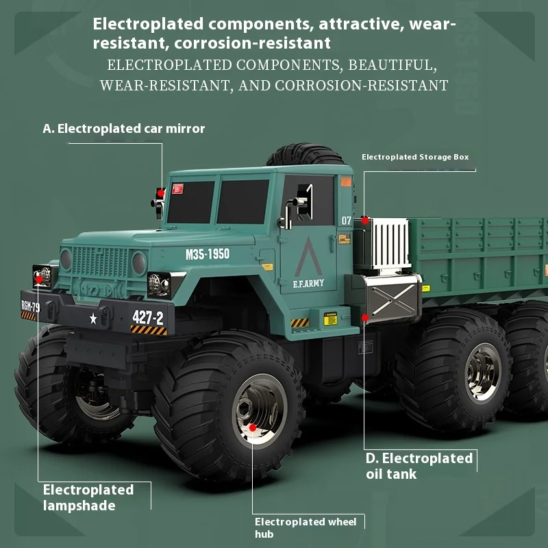 New Product 1:10 MS-016 Simulation Six-Wheel Off-Road Remote Control Truck Toy Four-Wheel Drive Off-Road Boy Remote Control Car