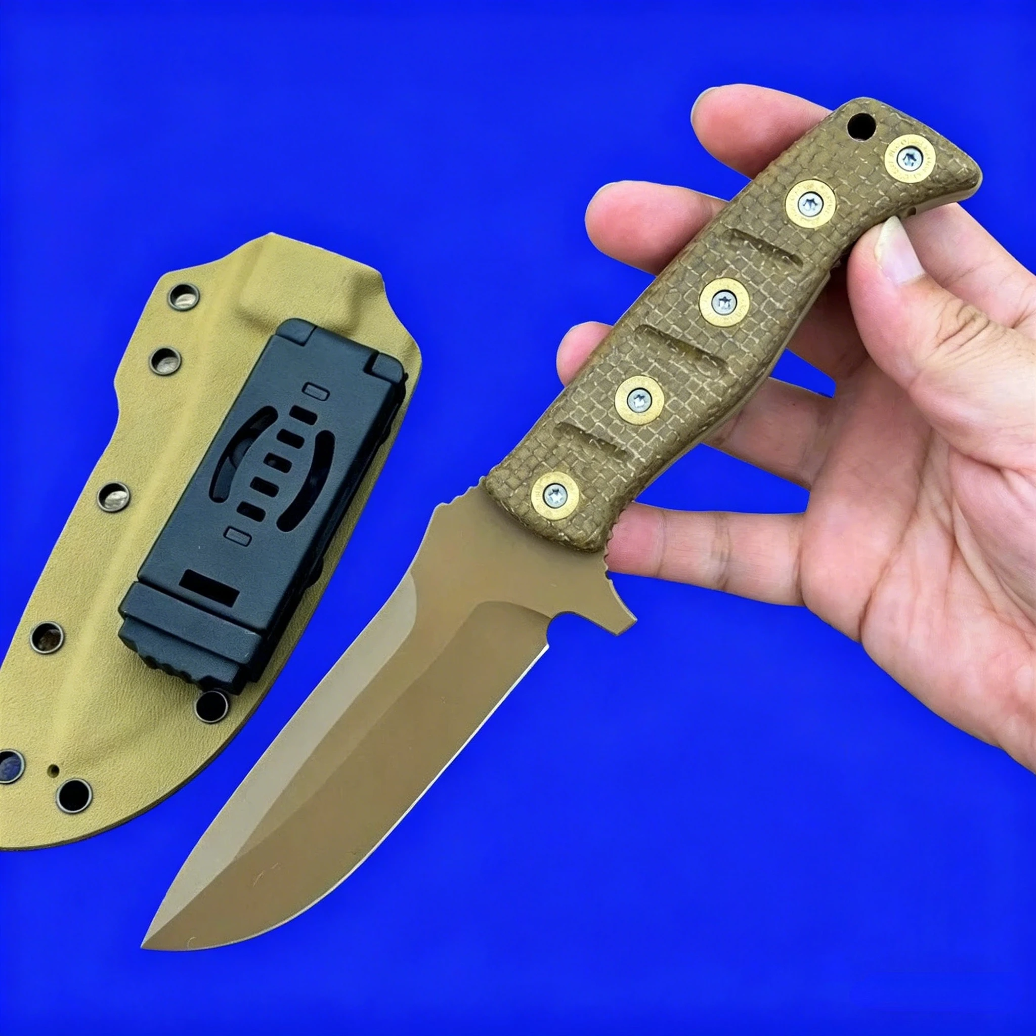 

BM 375 Fixed Blade for Outdoor Use – D2 Steel Micarta Grip Full Tang Construction Heavy-Duty Camping & EDC Tool Sheath Included
